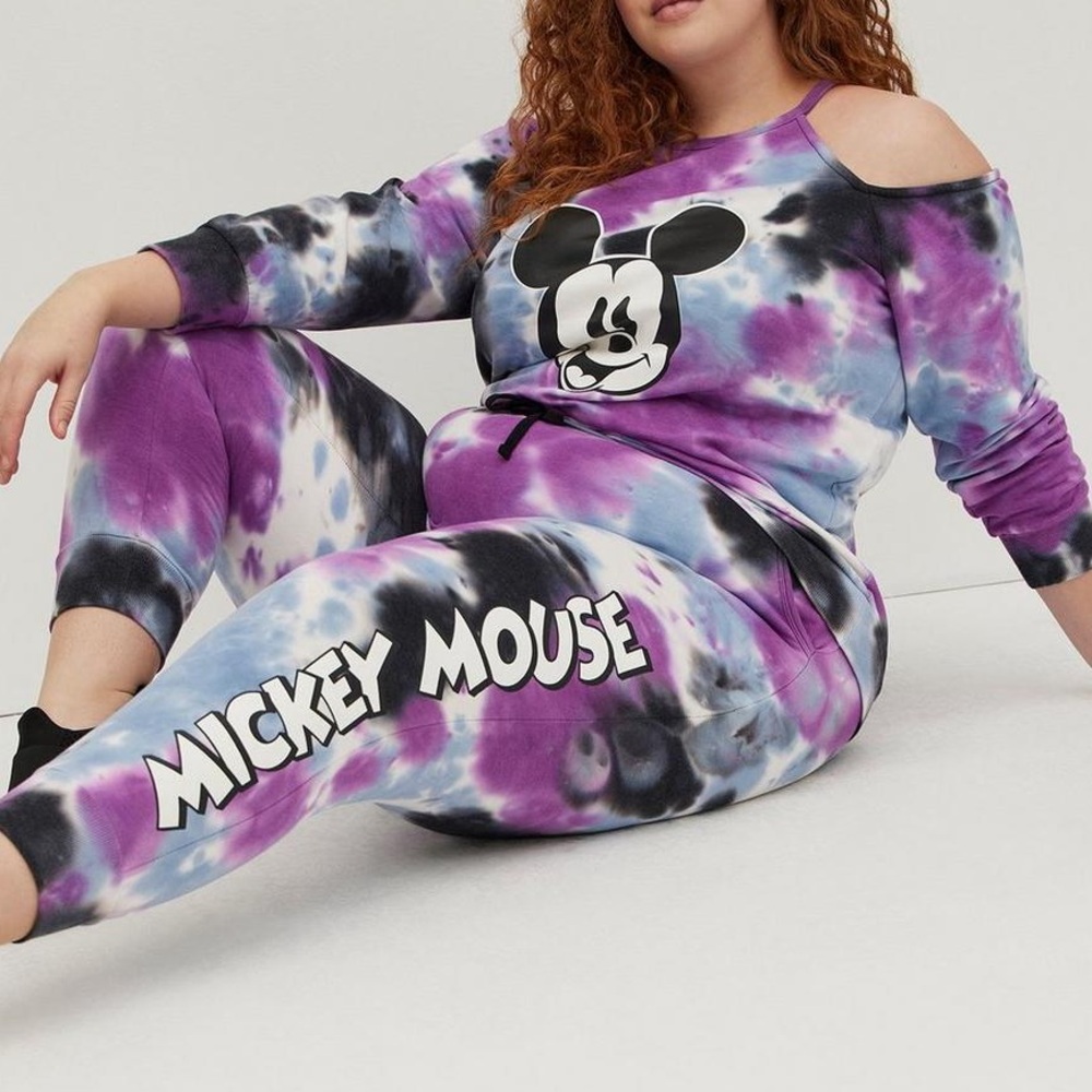 Torrid Cropped Disney Mickey Mouse Jogger Pants Purple Tye Dye Size 5